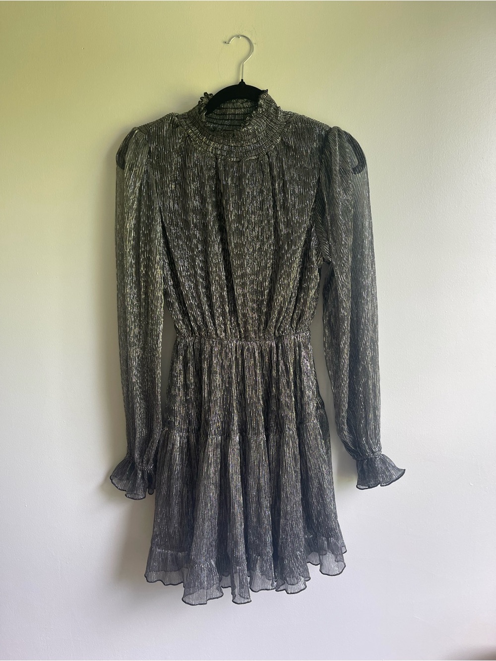 Metallic Black High-Neck Mini Dress O.P.T brand NWT!